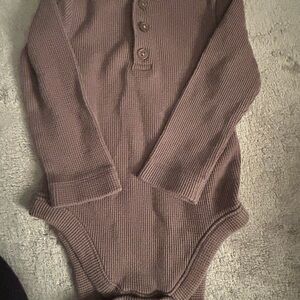 Brown Long Sleeve Baby Onesie